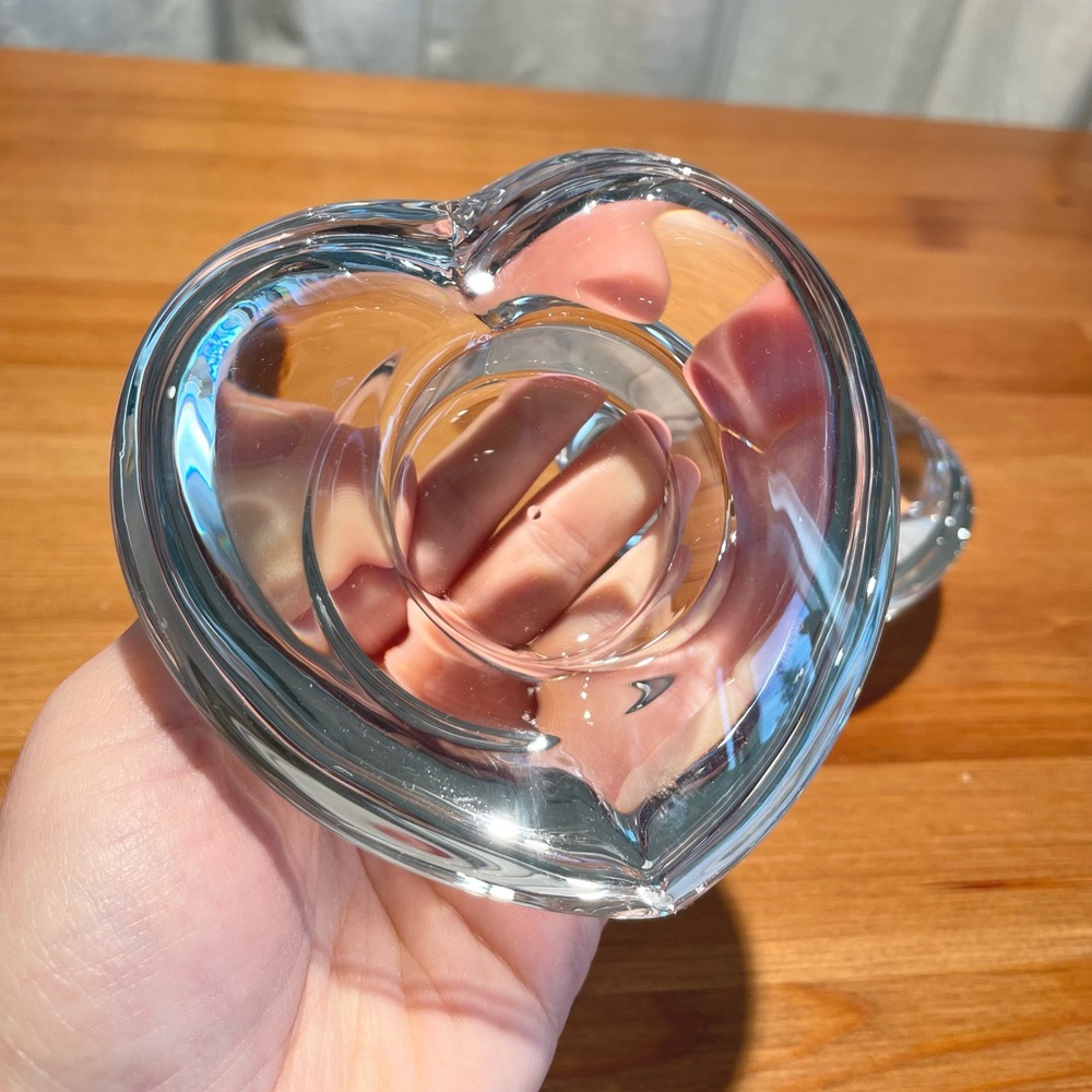 Amour Heart Shaped Crystal Votive Tealight Candle Holders Set of 2 Glass Love - Picture 10 of 16
